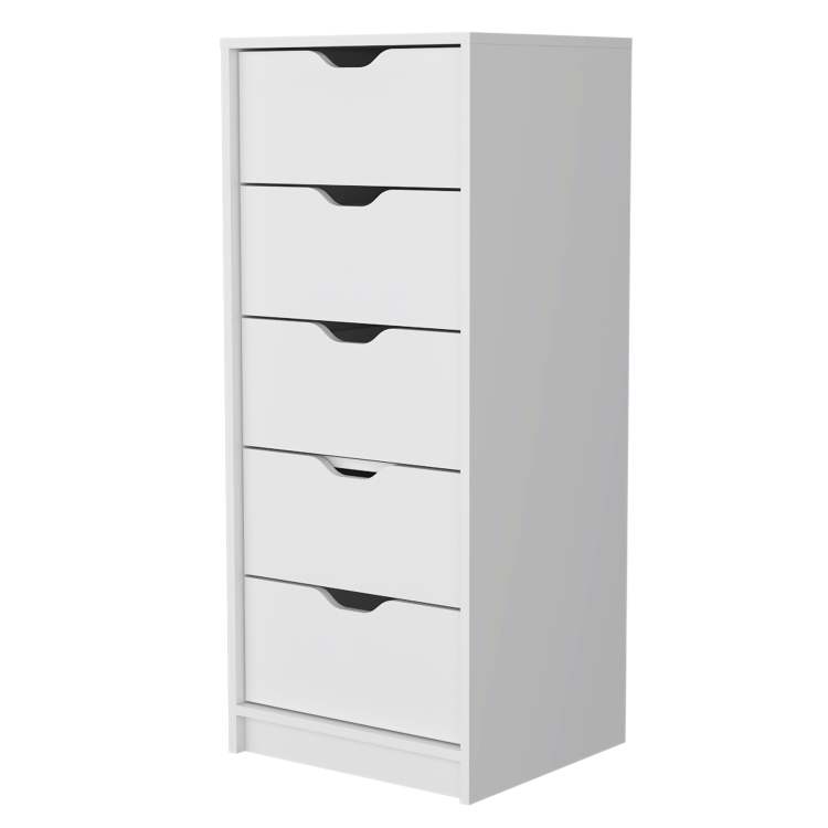 Logan White 5 Narrow Drawer Dresser
