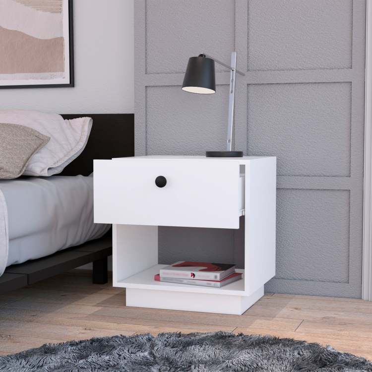 White 1 Drawer Nightstand