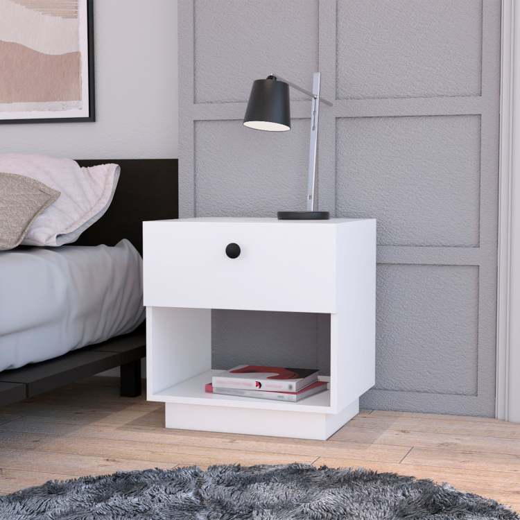 White 1 Drawer Nightstand
