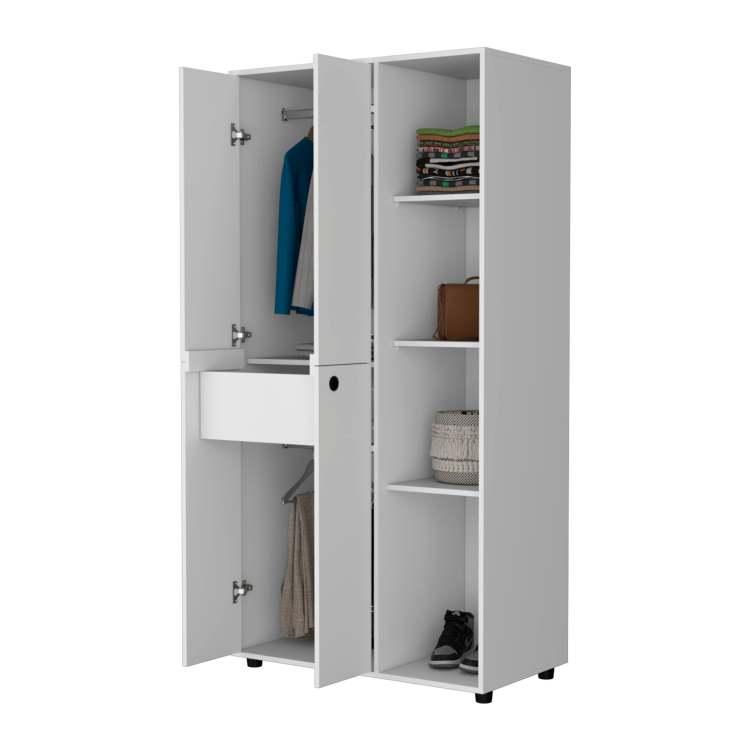 White 1 Drawer Armoire Closet