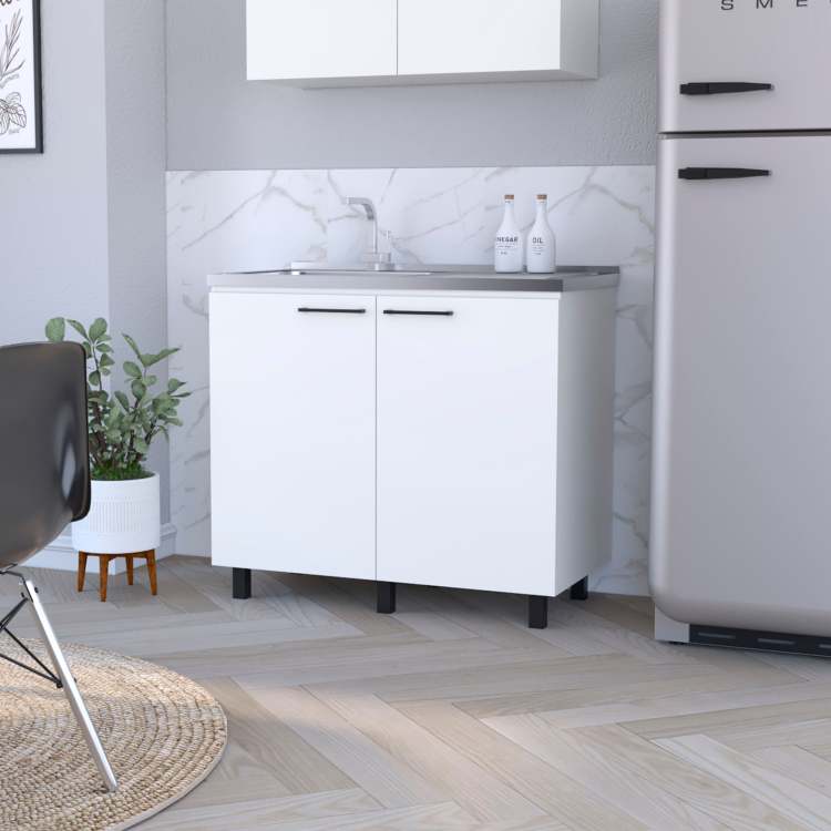 White 2 Utility Sink And Cabinet