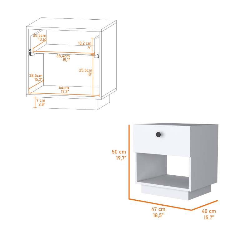 White 1 Drawer Nightstand