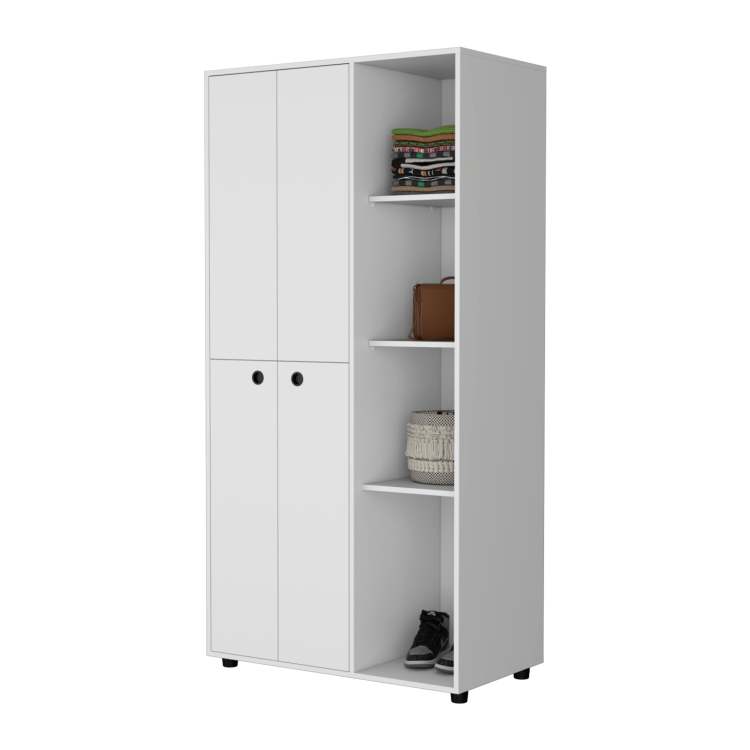 White 1 Drawer Armoire Closet