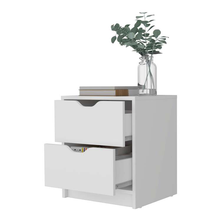 White 2 Drawer Nightstand