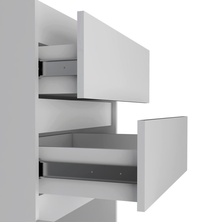 Dresser 43"H, Jewelry Box, Mirror, Single Door Cabinet, Two Drawers, White