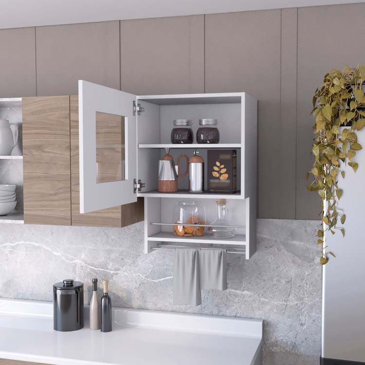 Nolan White Spice And Towel Rack Kitchen Wall Cabinet