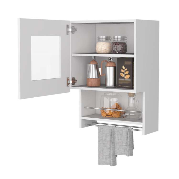 Nolan White Spice And Towel Rack Kitchen Wall Cabinet