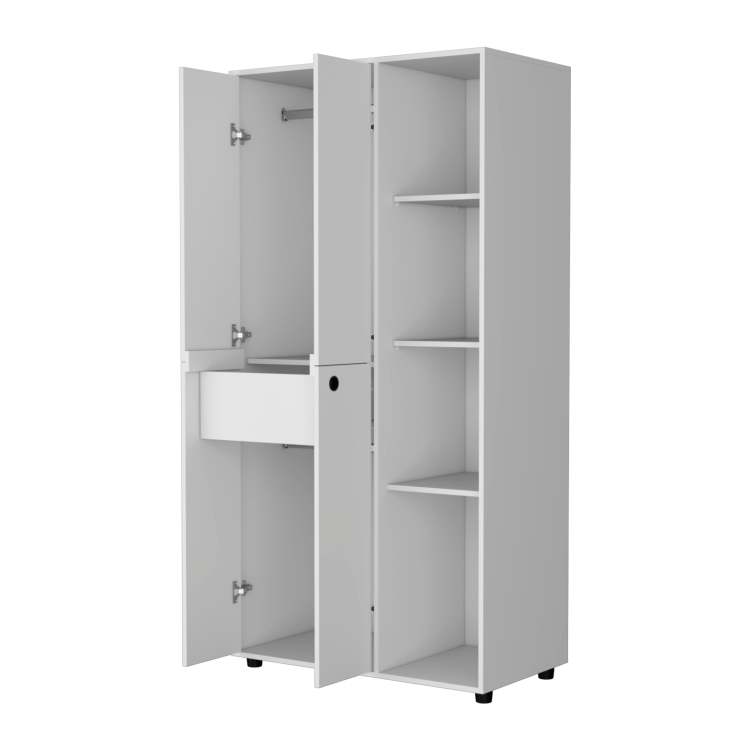 White 1 Drawer Armoire Closet