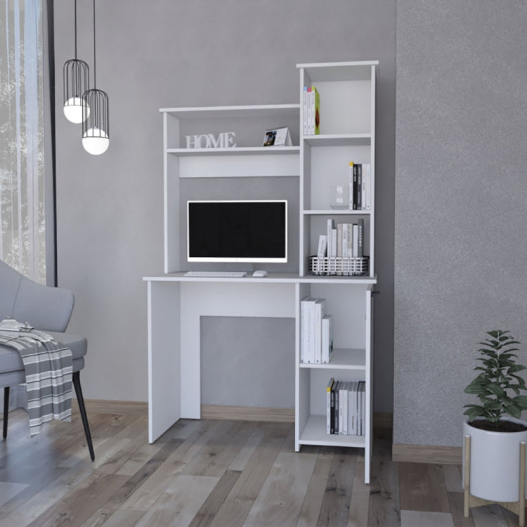 White 3 Tier Storage Shelves Computer Desk