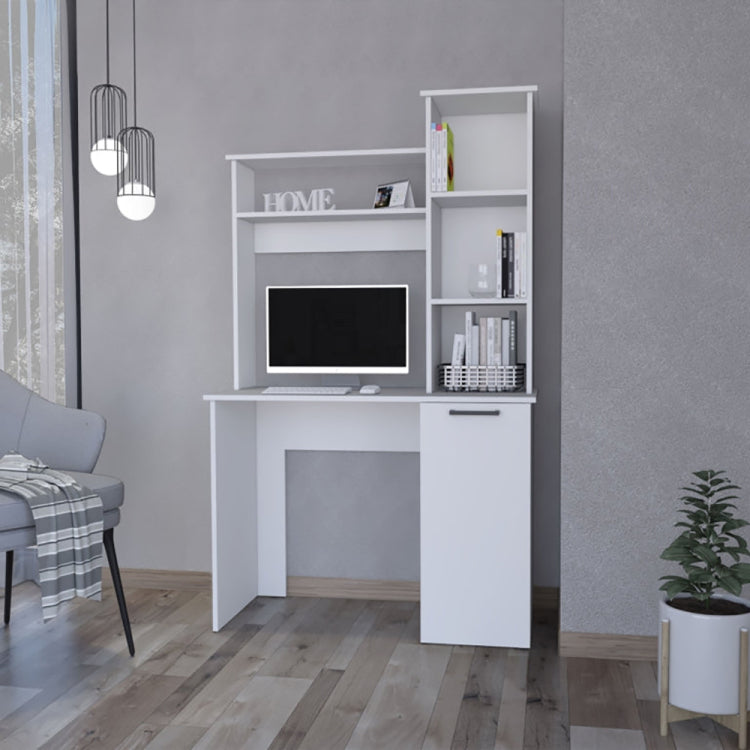 White 3 Tier Storage Shelves Computer Desk