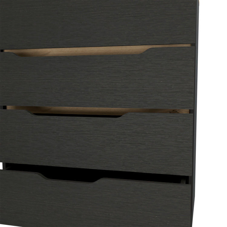 Drawer Dresser 35"H, Four Drawers, Superior Top, Black Light Oak