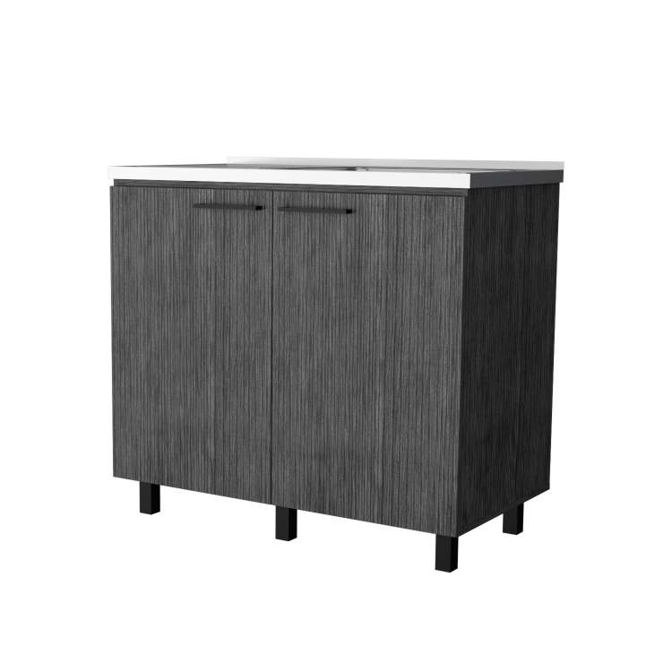 Smokey Oak Utility Sink And Cabinet