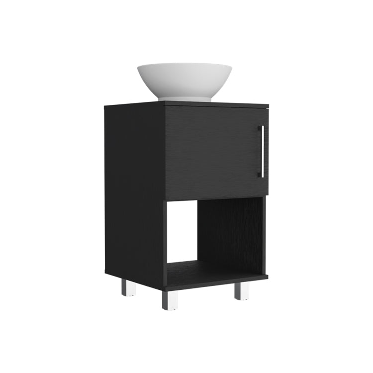 Gouda 18" Single Bathroom Vanity, One Open Shelf, Single Door Cabinet Black