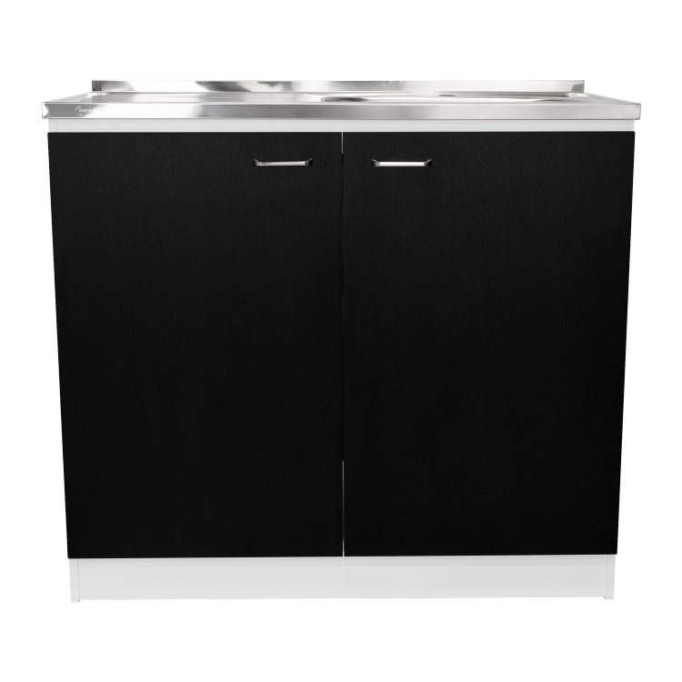 Napoles Utility Sink With Cabinet, Double Door, One Shelf White Black