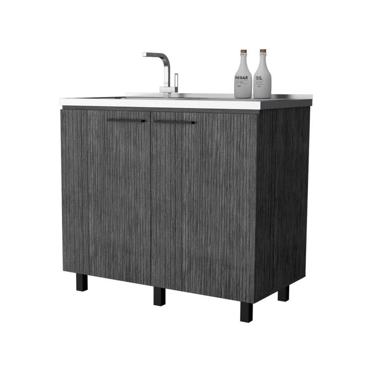 Smokey Oak Utility Sink And Cabinet