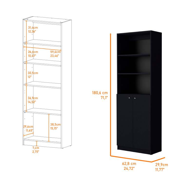 Wenge 2 Door Bookcase