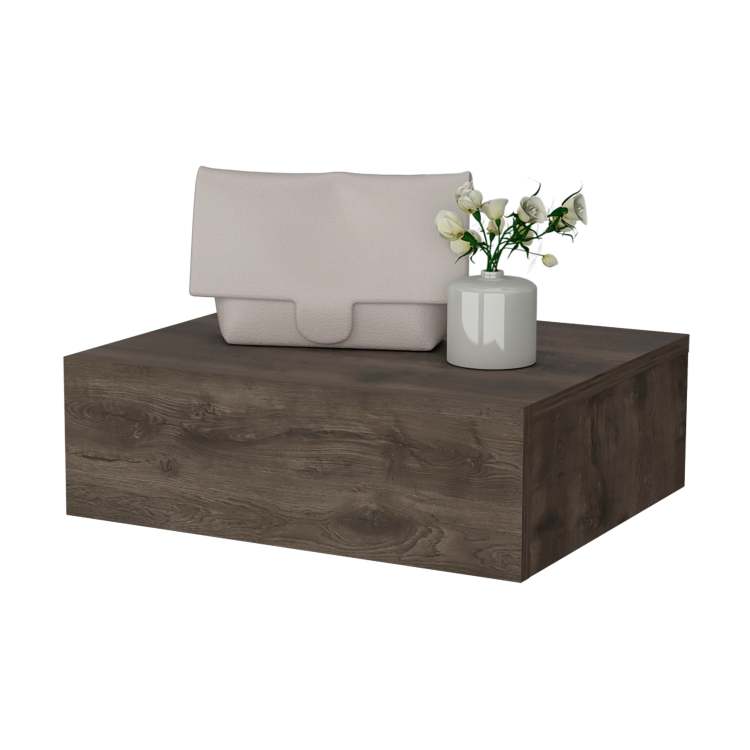 Dark Brown Wall Mounted Floating Nightstand