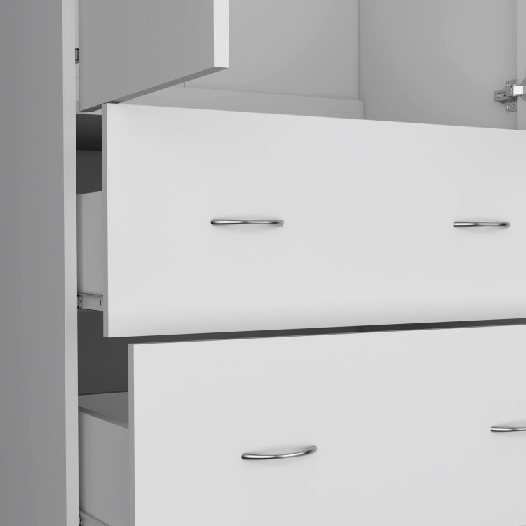 Taly Armoire With Double Doors, 2 Drawers, And Hanging Rod White