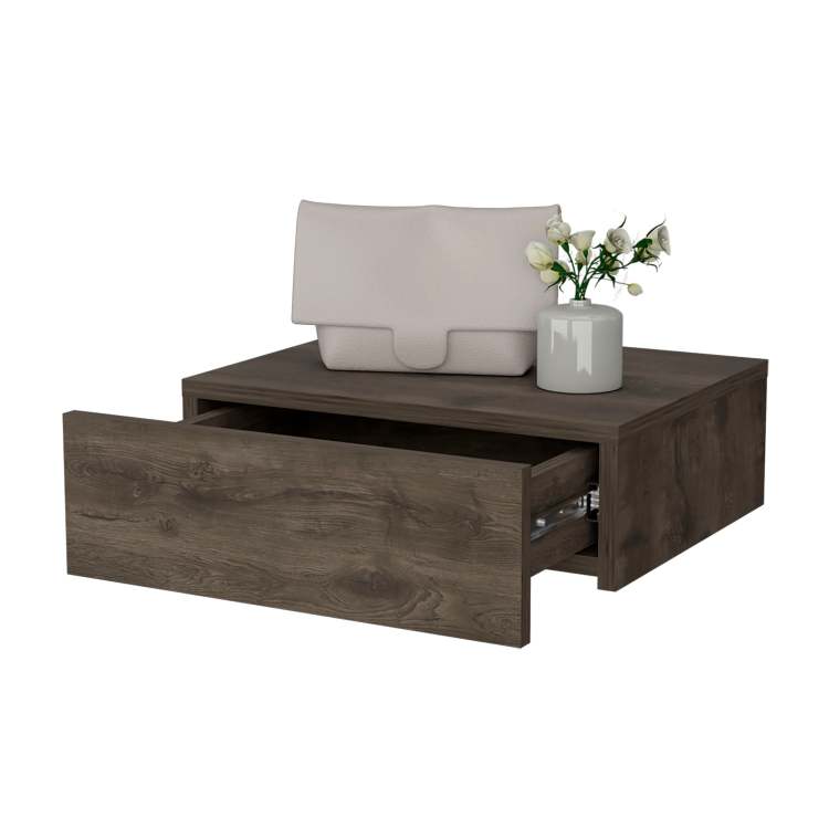 Dark Brown Wall Mounted Floating Nightstand