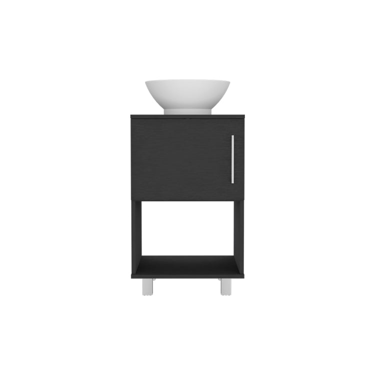 Gouda 18" Single Bathroom Vanity, One Open Shelf, Single Door Cabinet Black