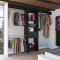 Manchester 250 Closet System, Five Open Shelves, One Drawer, Three Metal Rods Black