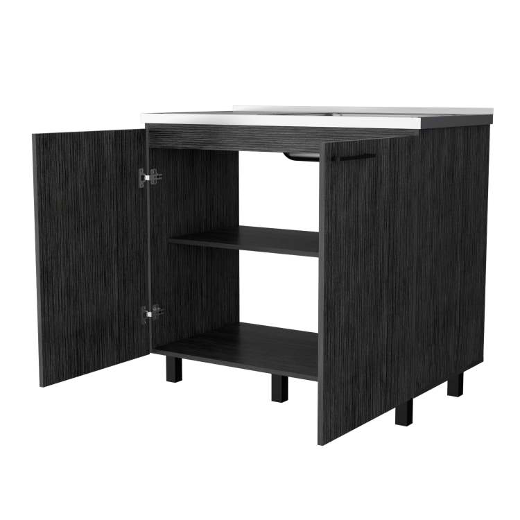 Smokey Oak Utility Sink And Cabinet