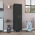 Nala Cleaning Cabinet, Double Door, Four Legs, Five Shelves Black White