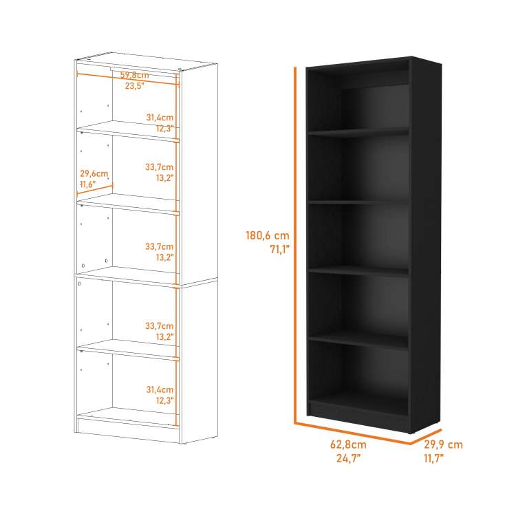 Wenge 5 Shelf Bookcase