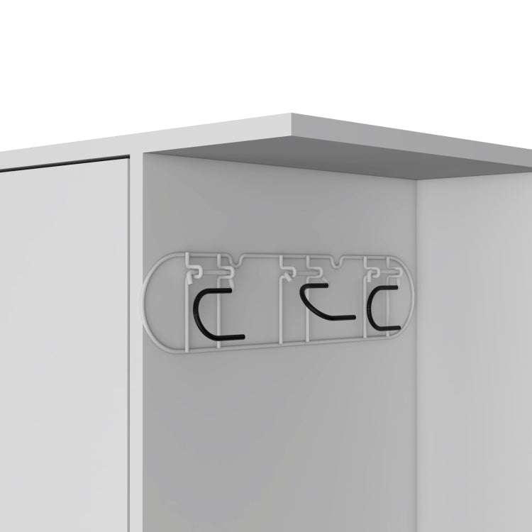 71.3" H Broom Storage Closet With One Door, Four Shelves And Broom And Mop Holder,White