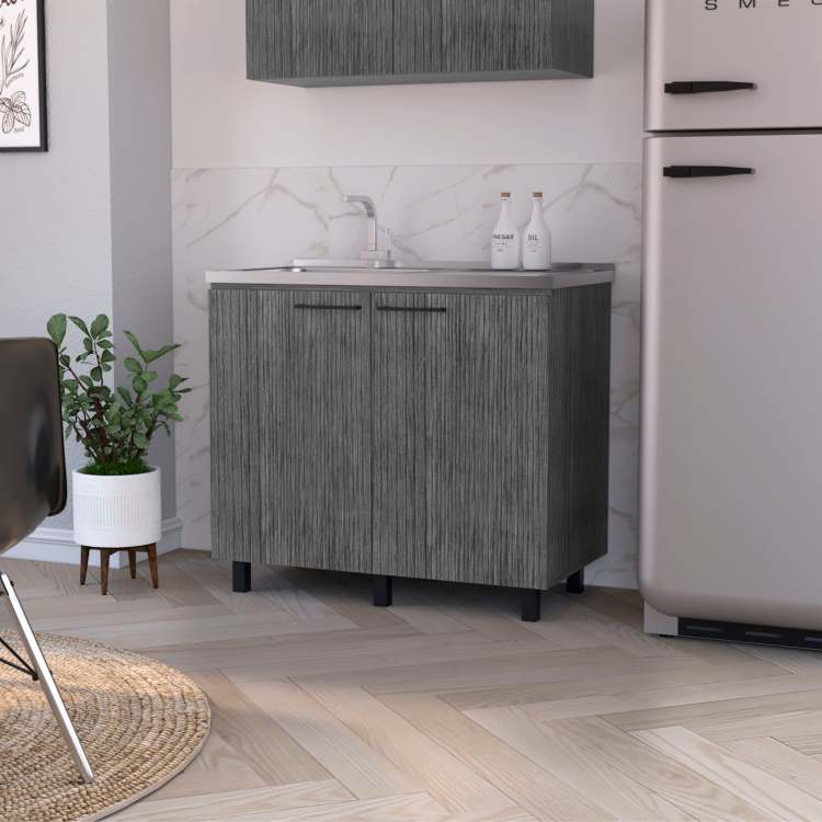 Smokey Oak Utility Sink And Cabinet