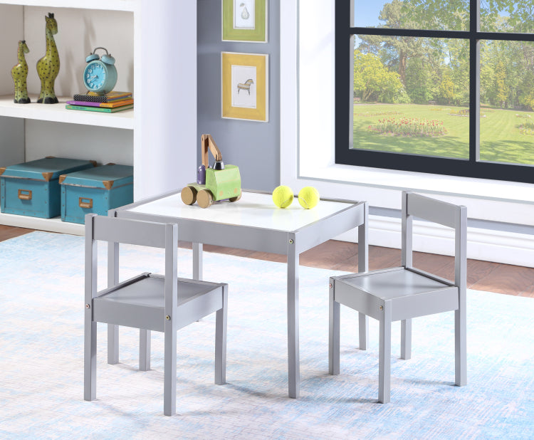 Gibson 3 Piece Dry Erase Kids Table & Two Chair Set, Gray