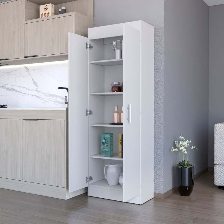 White 5 Shelf Storage Pantry Cabinet