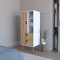 White And Macadamia 2 Drawer Tall Dresser