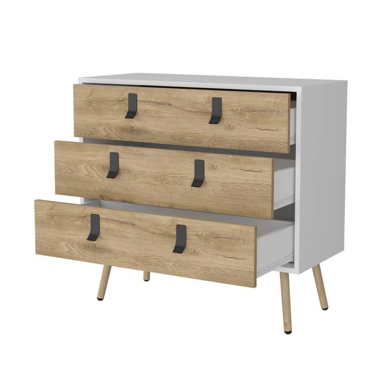 White And Macadamia 3 Drawer Dresser