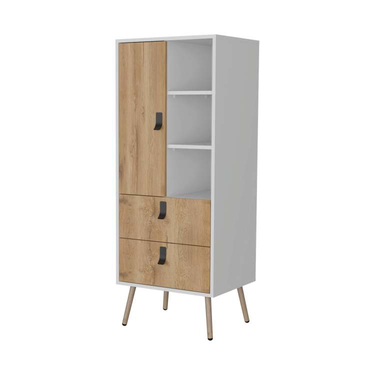White And Macadamia 2 Drawer Tall Dresser