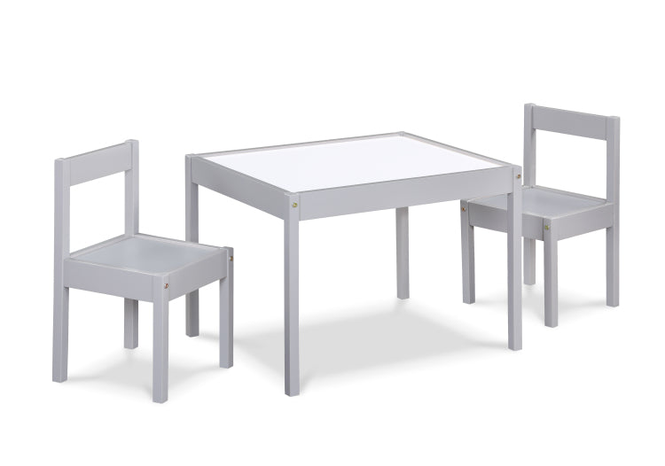 Gibson 3 Piece Dry Erase Kids Table & Two Chair Set, Gray