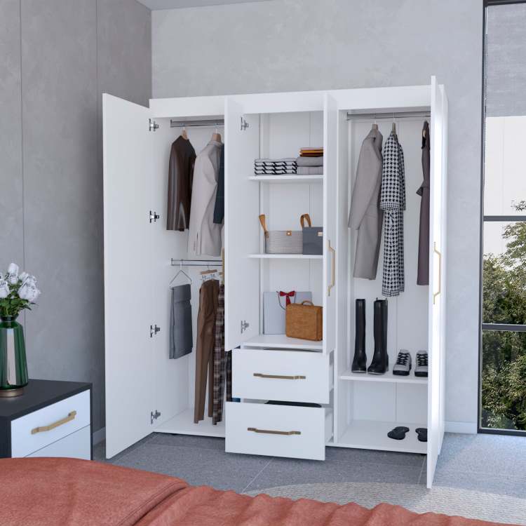 White All In One 2 Door Armoire
