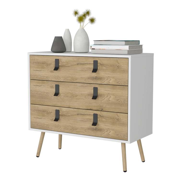 White And Macadamia 3 Drawer Dresser