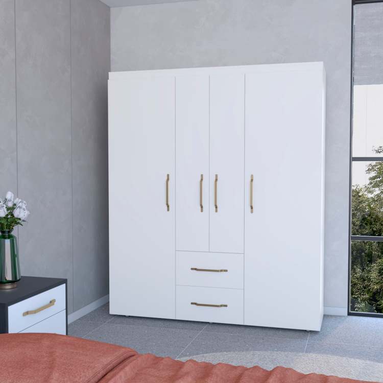 White All In One 2 Door Armoire