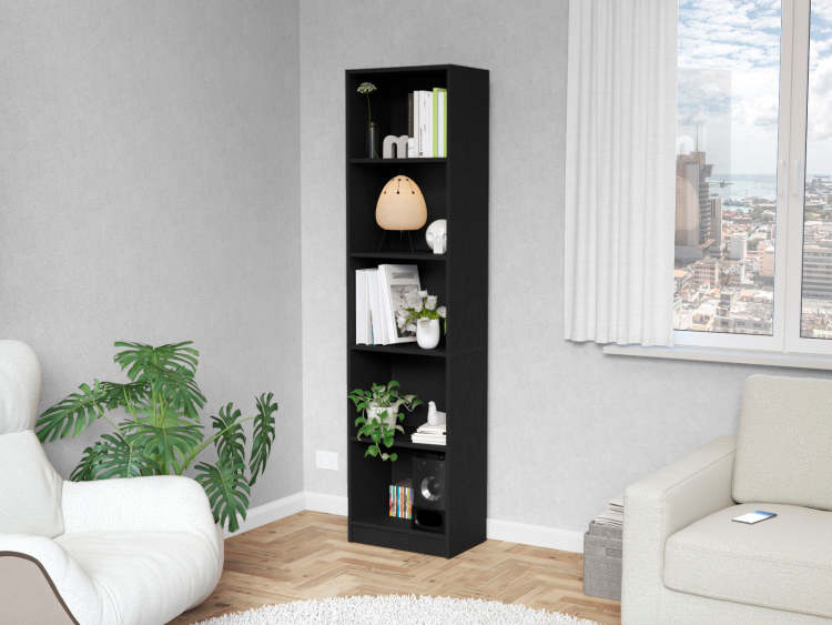 Wenge 5 Shelf Slim Bookcase