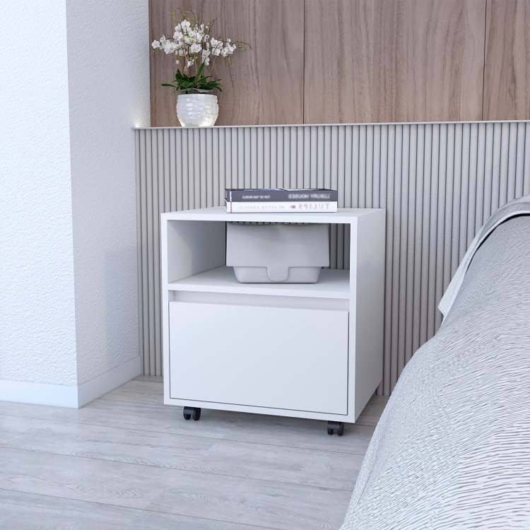 White 1 Drawer Nightstand