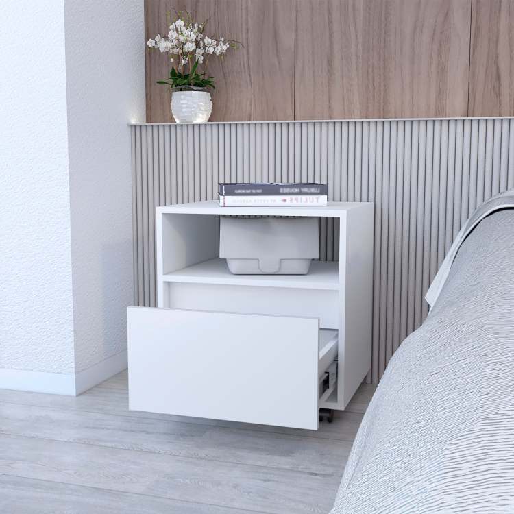 White 1 Drawer Nightstand