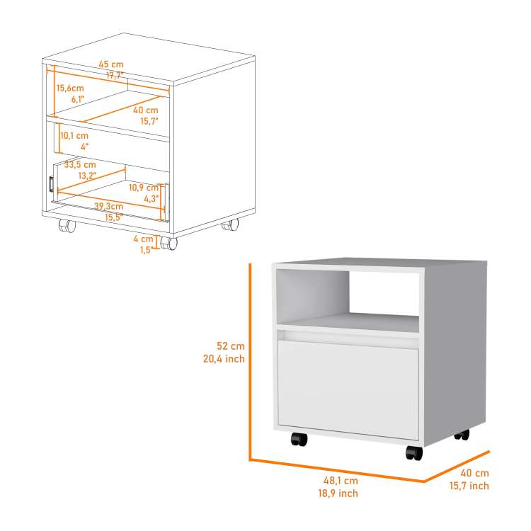 White 1 Drawer Nightstand