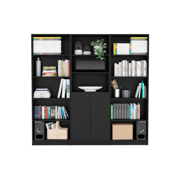 Wenge 3 Piece Living Room Set With 3 Bookcases