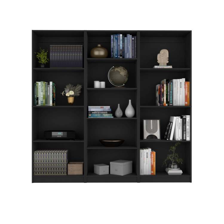 Wenge 3 Piece Living Room Set With 3 Bookcases
