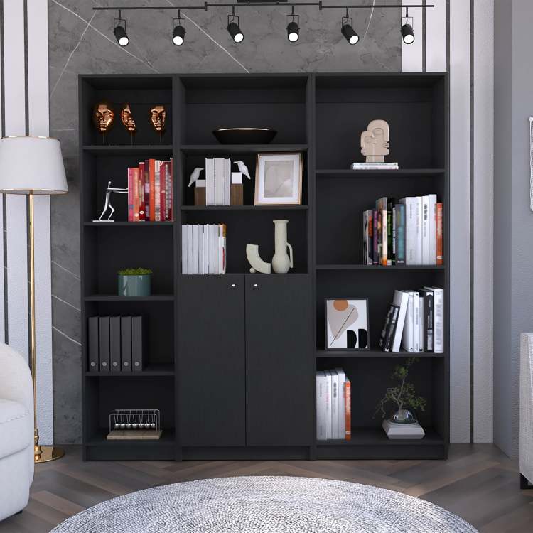 Wenge 3 Piece Living Room Set With 3 Bookcases