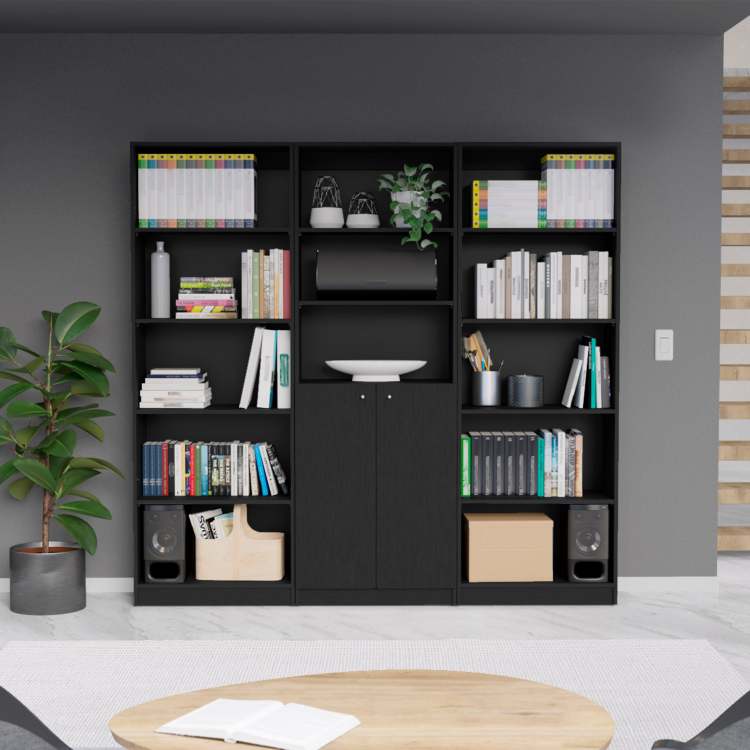 Wenge 3 Piece Living Room Set With 3 Bookcases