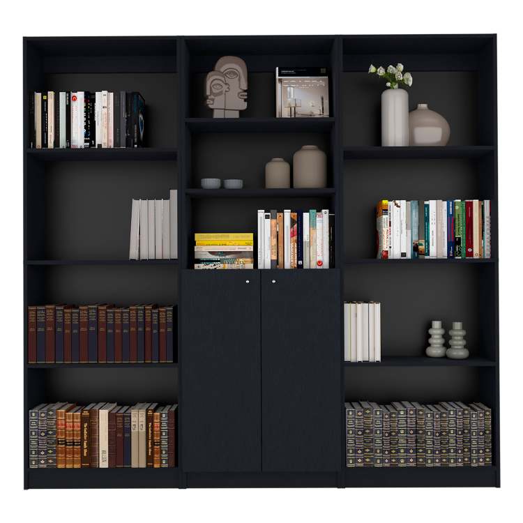 Wenge 3 Piece Living Room Set With 3 Bookcases