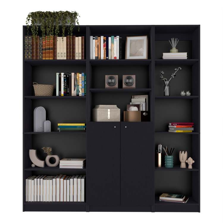 Wenge 3 Piece Living Room Set With 3 Bookcases