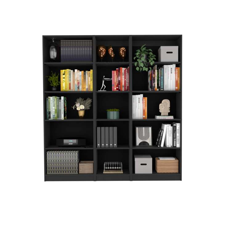 Wenge 3 Piece Living Room Set With 3 Bookcases